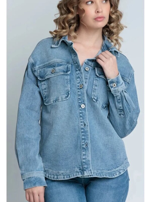 Chamarra de Mezclilla Oversize Estilo Vintage para Mujer
