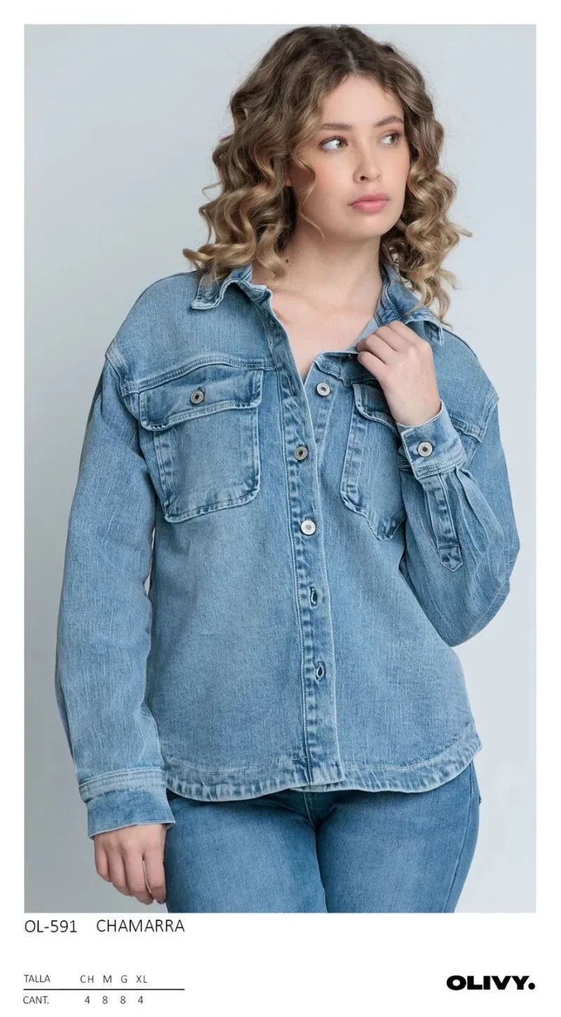 Chamarra de Mezclilla Oversize Estilo Vintage para Mujer