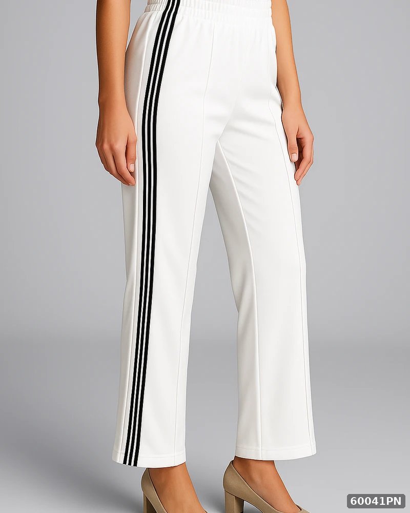 Pantalon Deportivo Elegante Blanco con Franjas Laterales para Mujer - Image 8