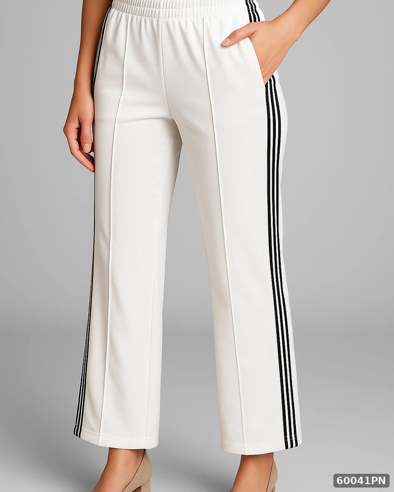 Pantalon Deportivo Elegante Blanco con Franjas Laterales para Mujer - Image 5