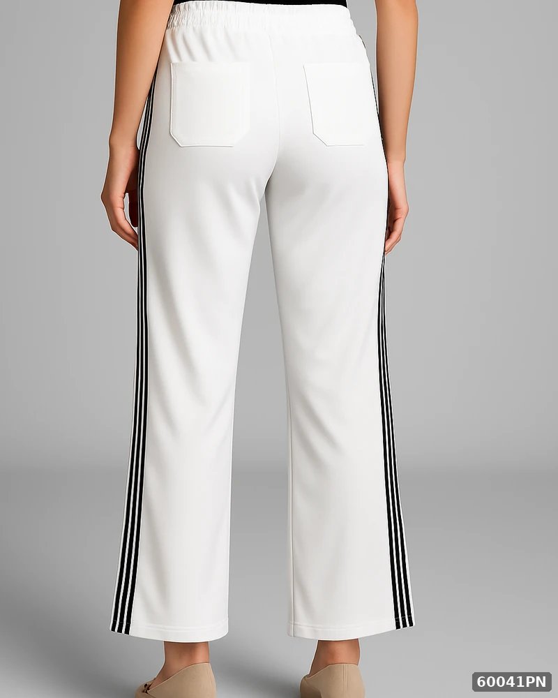 Pantalon Deportivo Elegante Blanco con Franjas Laterales para Mujer - Image 6