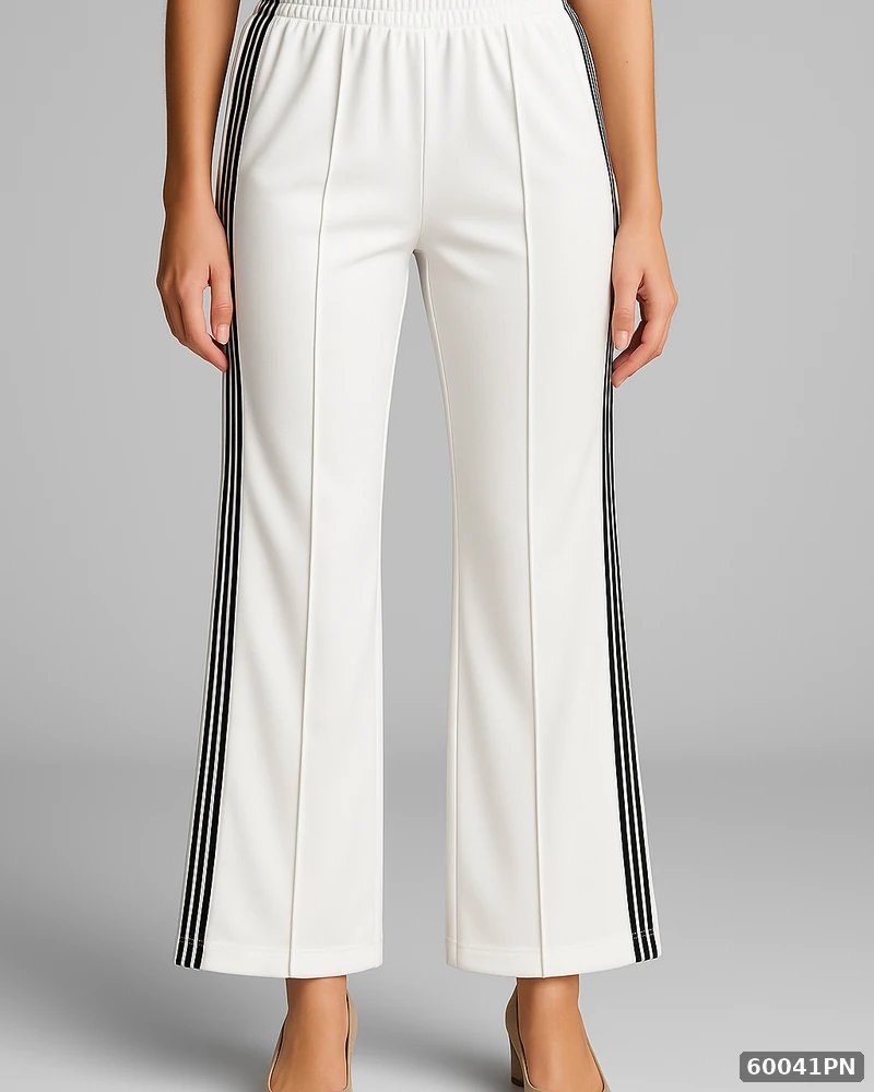 Pantalon Deportivo Elegante Blanco con Franjas Laterales para Mujer - Image 7
