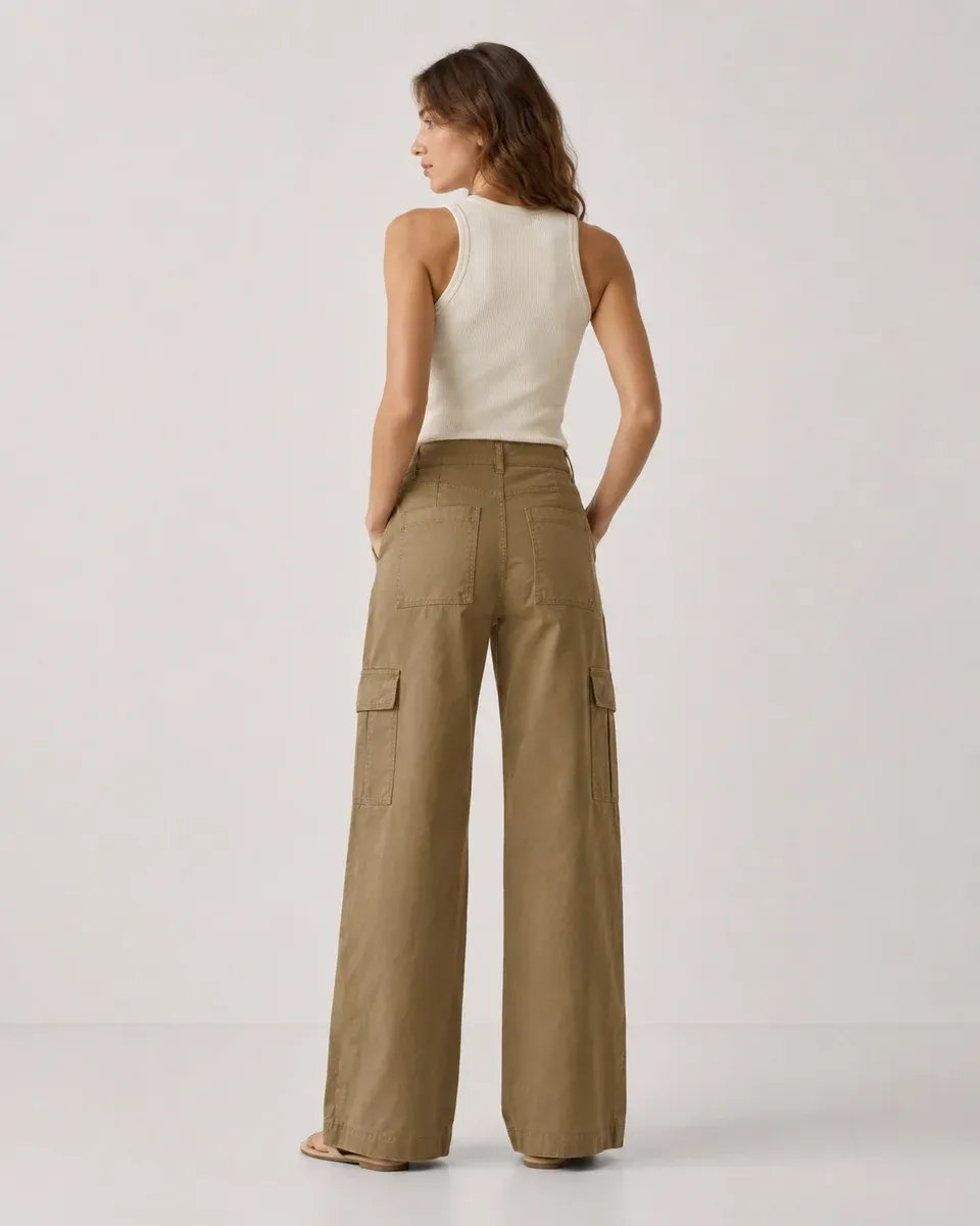 Pantalon Cargo Wide Leg de Tiro Alto para Mujer Estilo Militar - Image 8