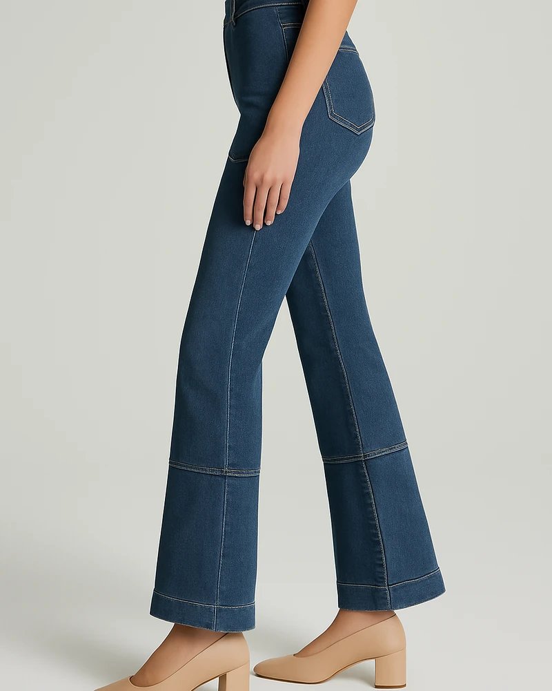 Pantalon Acampanado de Mezclilla Azul Estilo Retro para Mujer - vista 3