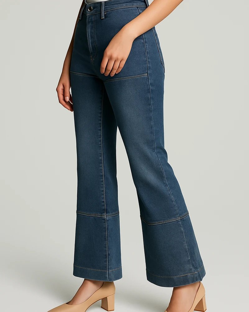Pantalon Acampanado de Mezclilla Azul Estilo Retro para Mujer - vista 4