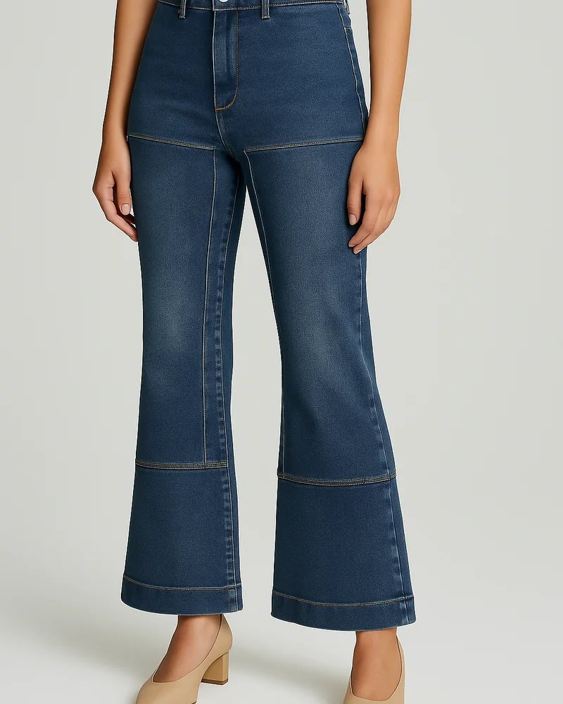 Pantalon Acampanado de Mezclilla Azul Estilo Retro para Mujer - vista 6