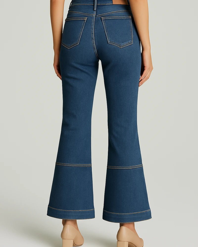 Pantalon Acampanado de Mezclilla Azul Estilo Retro para Mujer - vista 7