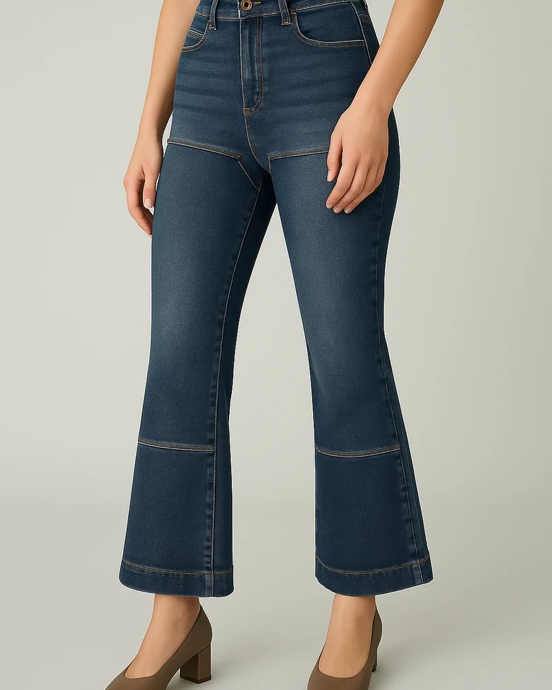 Pantalon Acampanado de Mezclilla Azul Estilo Retro para Mujer - vista 13