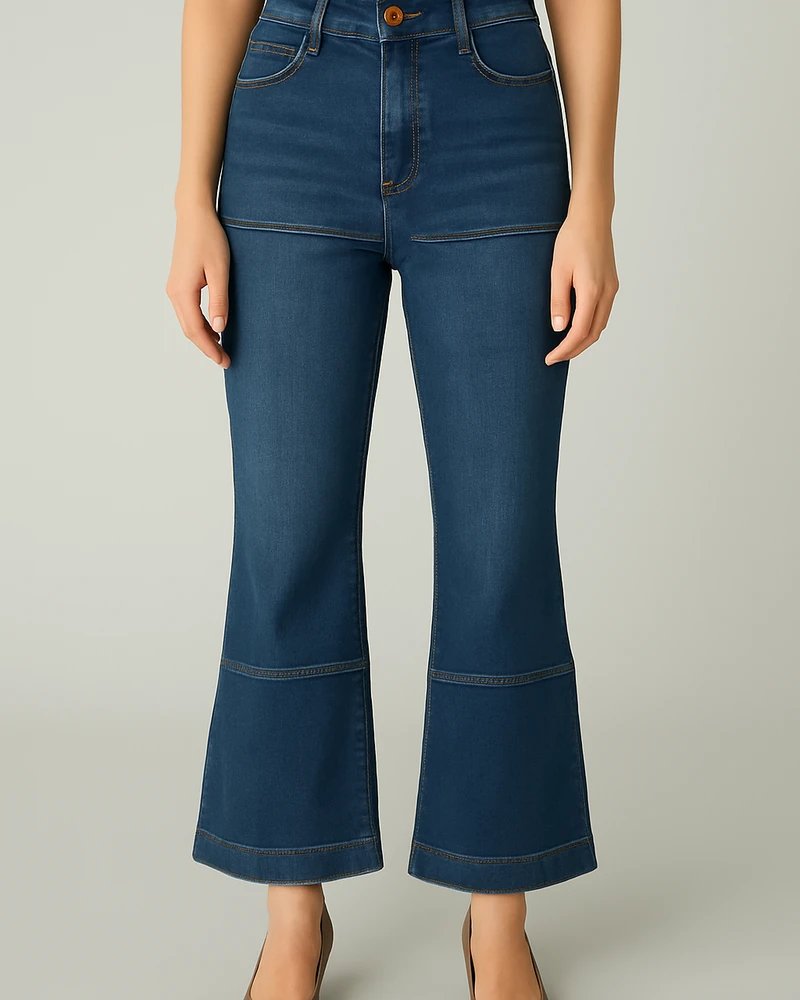 Pantalon Acampanado de Mezclilla Azul Estilo Retro para Mujer - vista 14