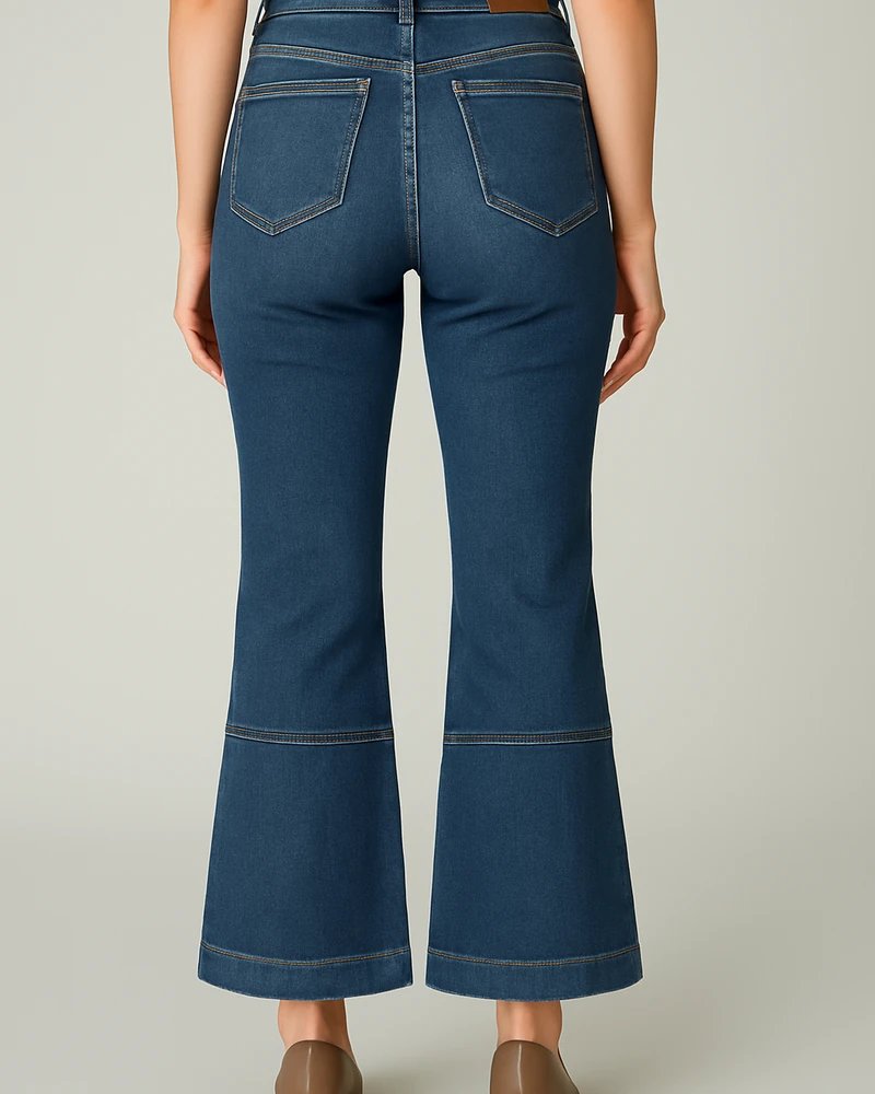 Pantalon Acampanado de Mezclilla Azul Estilo Retro para Mujer - vista 11