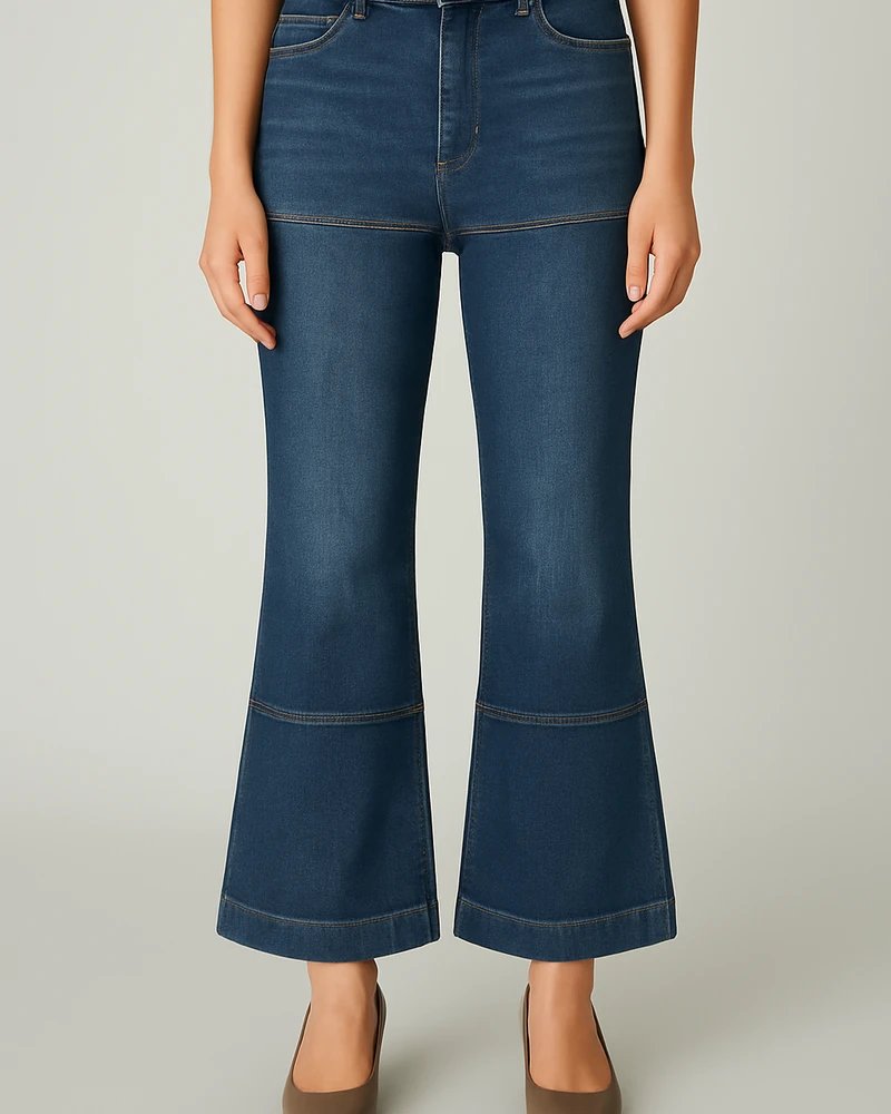 Pantalon Acampanado de Mezclilla Azul Estilo Retro para Mujer - vista 12