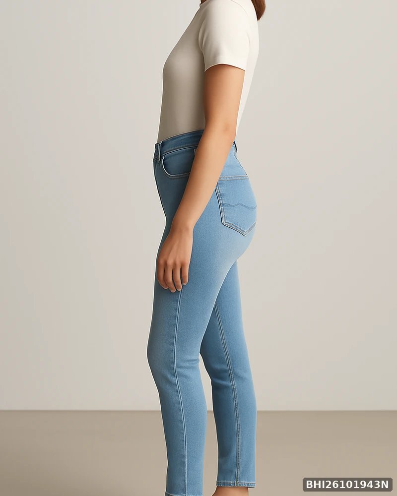 Jeans Skinny de Tiro Alto en Denim Claro para Mujer - Image 3