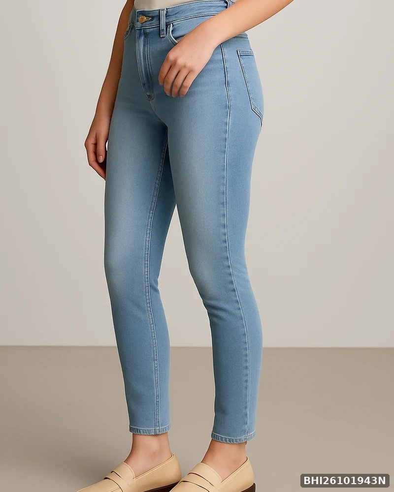 Jeans Skinny de Tiro Alto en Denim Claro para Mujer - Image 4