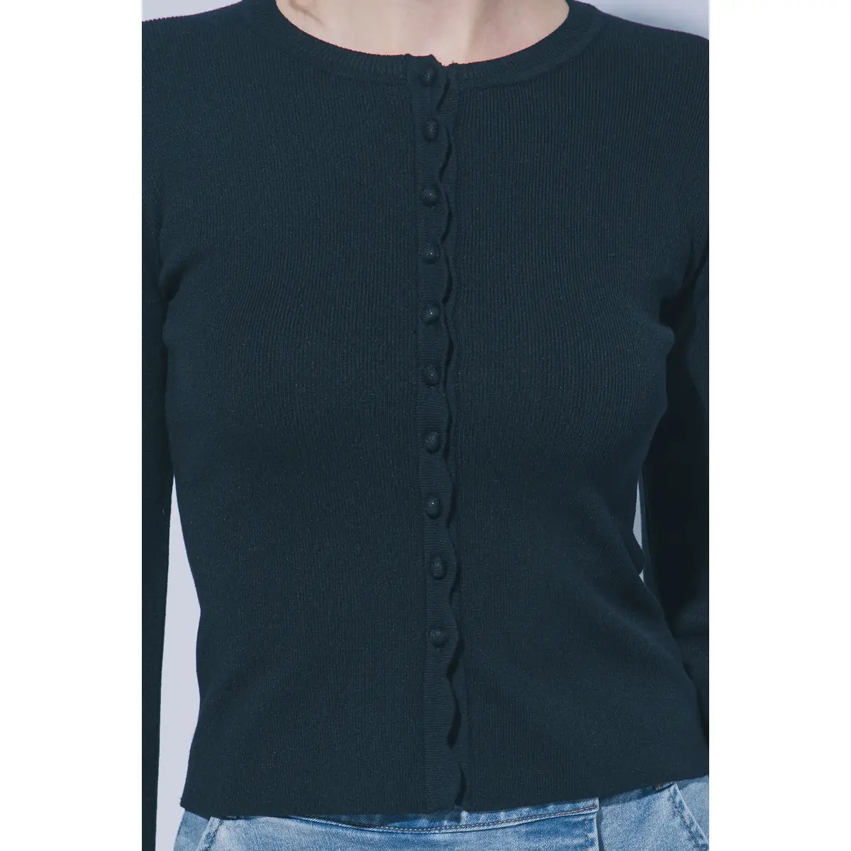Cardigan para Mujer con Botones Rosa Suave Ajustado de Punto - Image 9