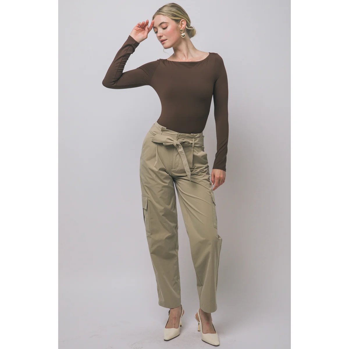 Body Manga Larga Ajustado Escote Bote Teal para Mujer - Image 6