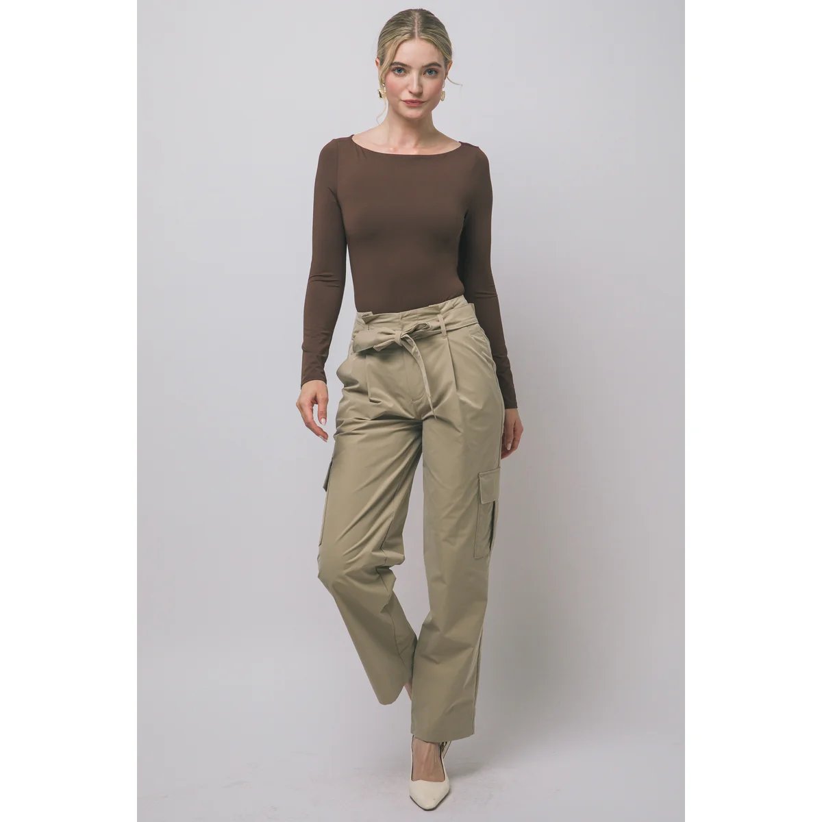 Body Manga Larga Ajustado Escote Bote Teal para Mujer - Image 7