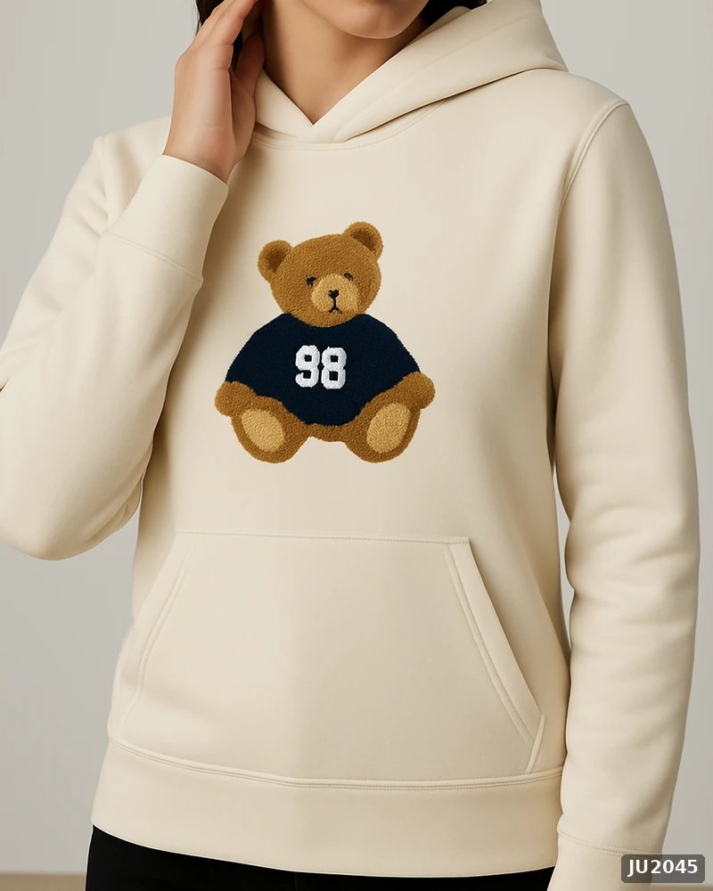 Hoodie Oversize con Bordado de Osito para Mujer Estilo Casual - Image 2