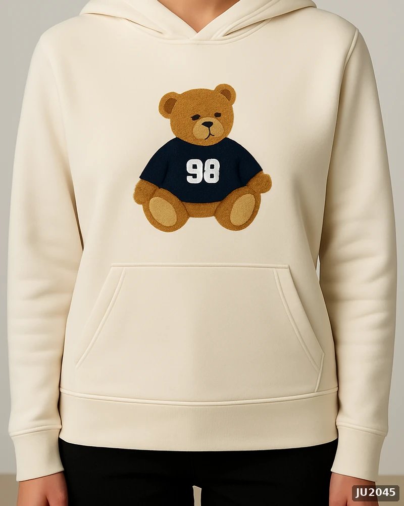 Hoodie Oversize con Bordado de Osito para Mujer Estilo Casual - Image 6
