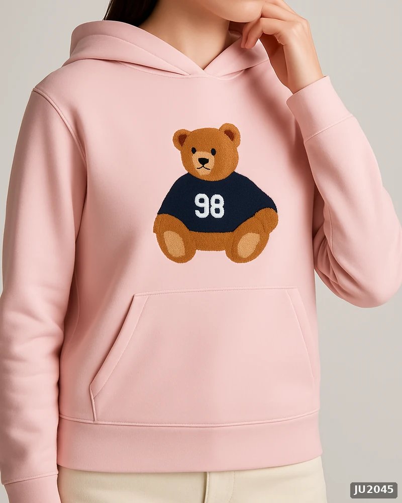 Hoodie Oversize con Bordado de Osito para Mujer Estilo Casual - Image 16
