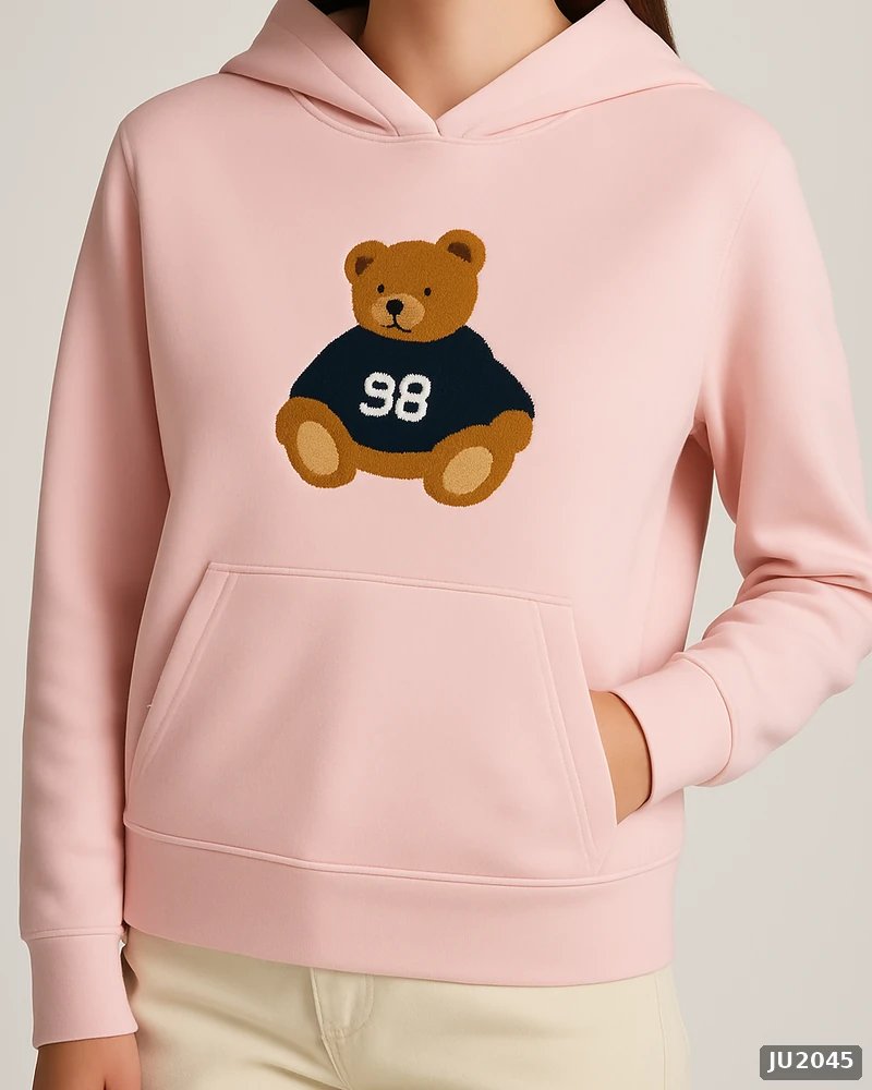 Hoodie Oversize con Bordado de Osito para Mujer Estilo Casual - Image 14