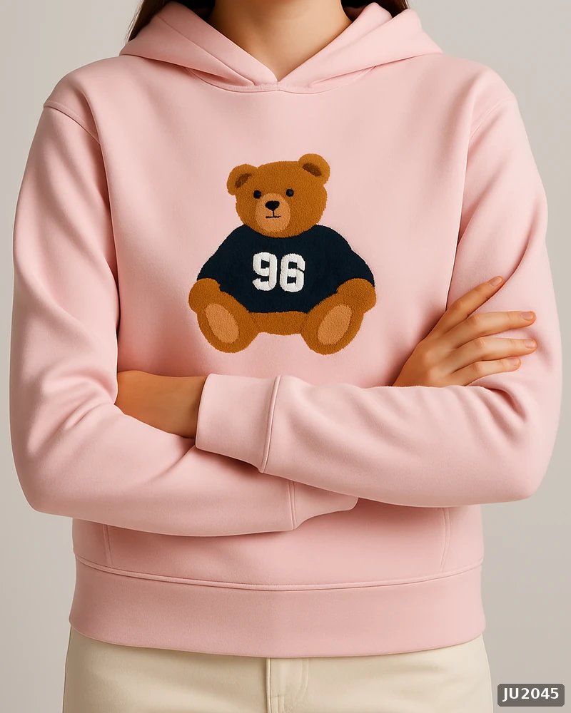 Hoodie Oversize con Bordado de Osito para Mujer Estilo Casual - Image 18