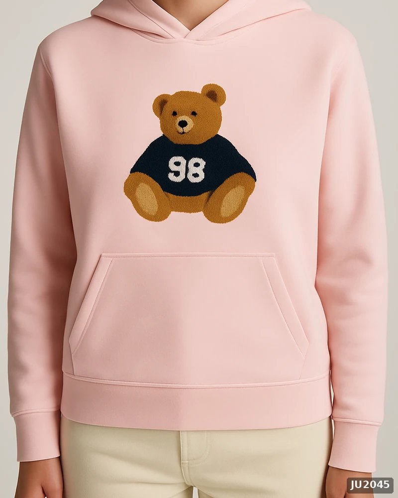 Hoodie Oversize con Bordado de Osito para Mujer Estilo Casual - Image 15