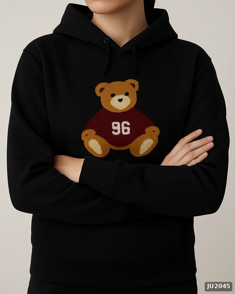 Hoodie Oversize con Bordado de Osito para Mujer Estilo Casual - Image 22