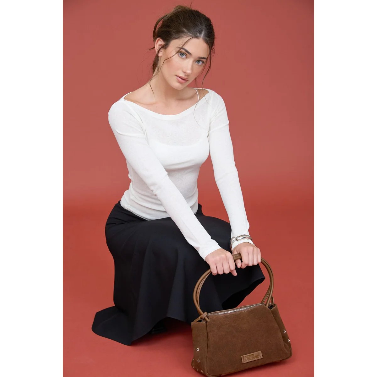 Blusa Manga Larga Escote Barco Ajustada Elegante para Mujer - Image 6