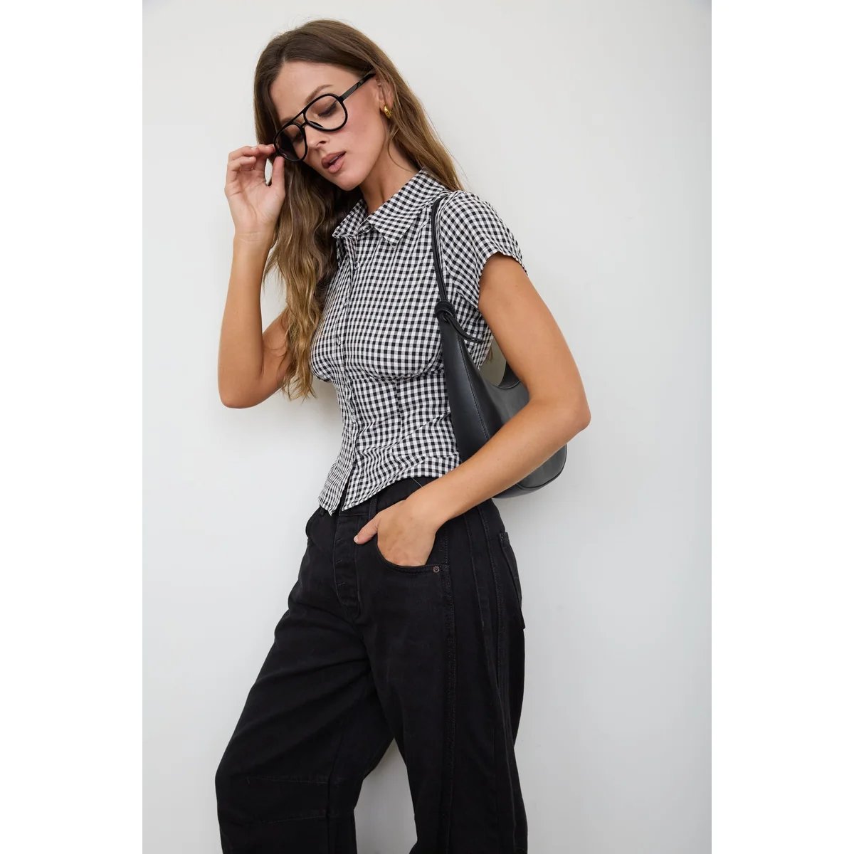 Blusa Cuadros Gingham con Corset Integrado Estilo Vintage para Mujer - Image 5