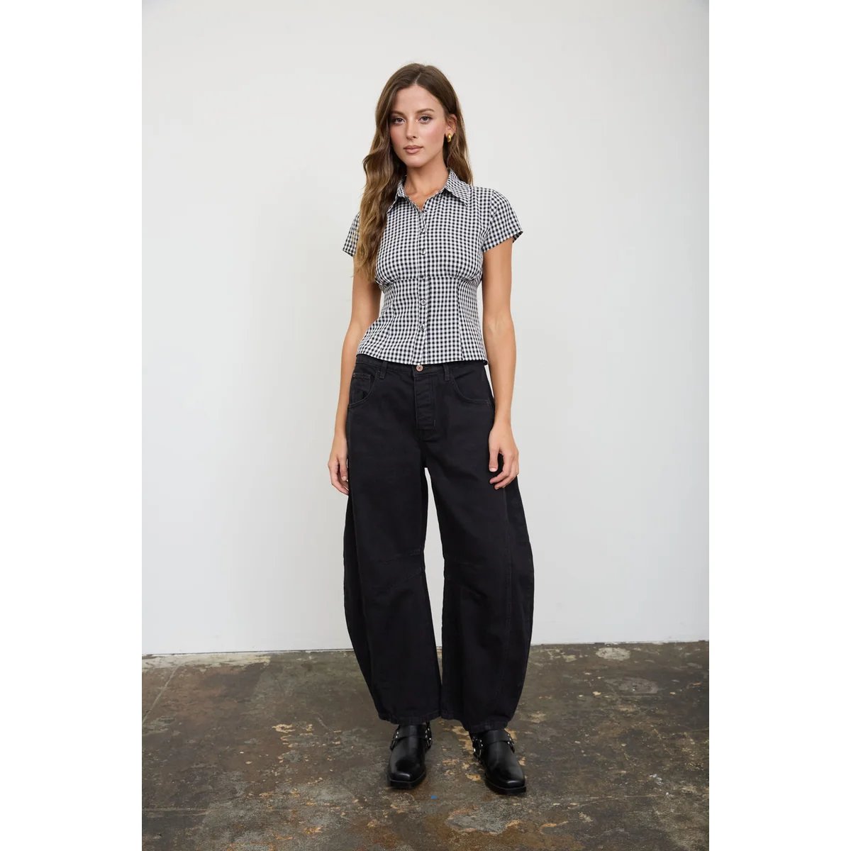 Blusa Cuadros Gingham con Corset Integrado Estilo Vintage para Mujer - Image 7