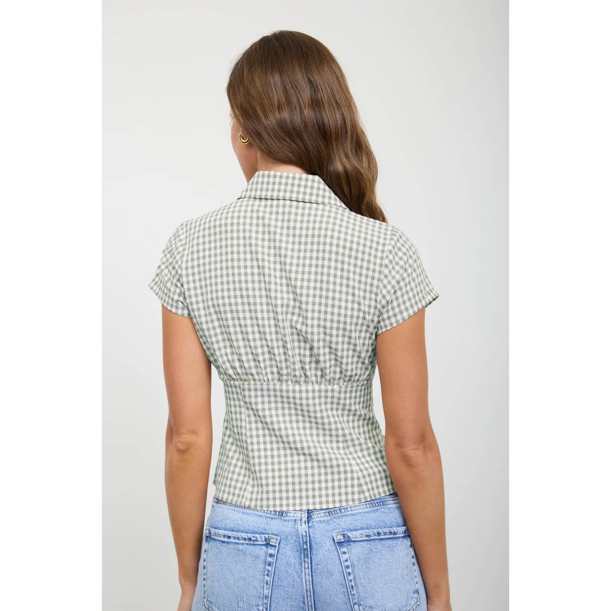 Blusa Cuadros Gingham con Corset Integrado Estilo Vintage para Mujer - Image 9