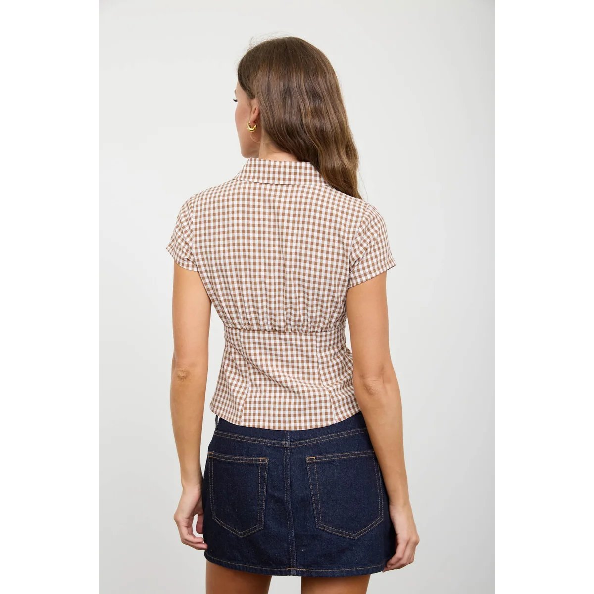 Blusa Cuadros Gingham con Corset Integrado Estilo Vintage para Mujer - Image 14