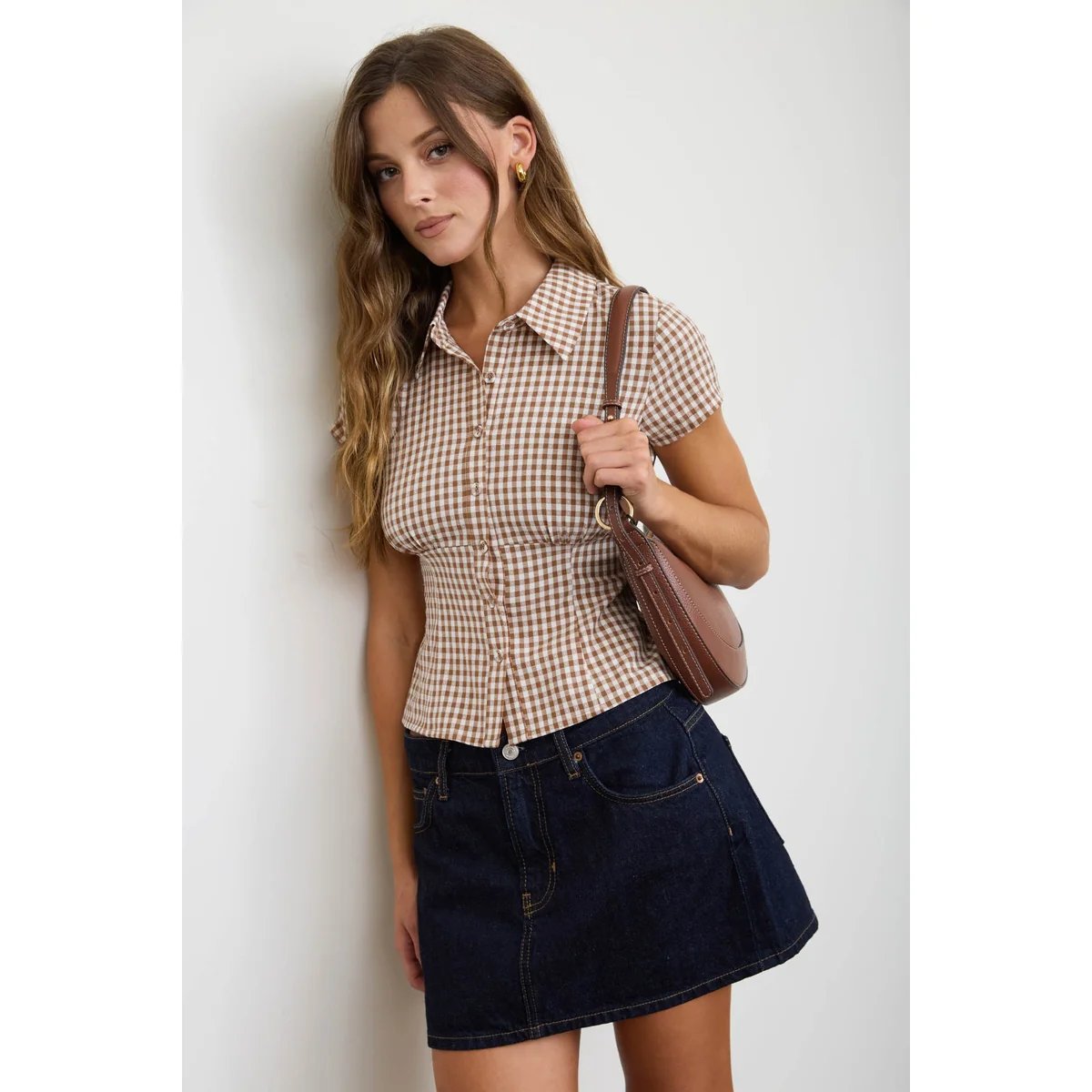 Blusa Cuadros Gingham con Corset Integrado Estilo Vintage para Mujer - Image 16