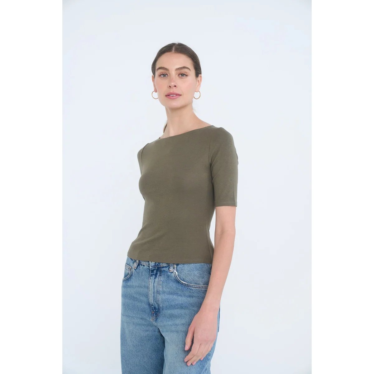 Blusa Crop de Manga Corta en Burdeos Ajustada para Mujer - Image 22