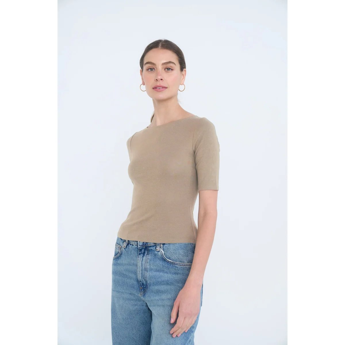 Blusa Crop de Manga Corta en Burdeos Ajustada para Mujer - Image 26