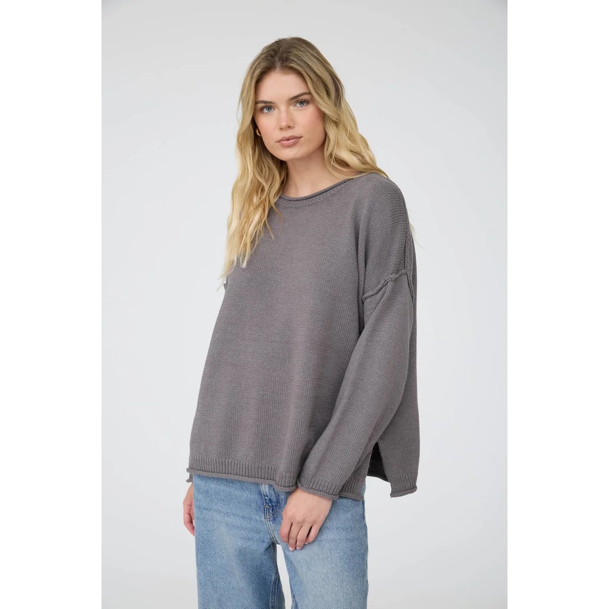Suéter Oversize de Punto Acanalado Color Chocolate para Mujer - Image 6