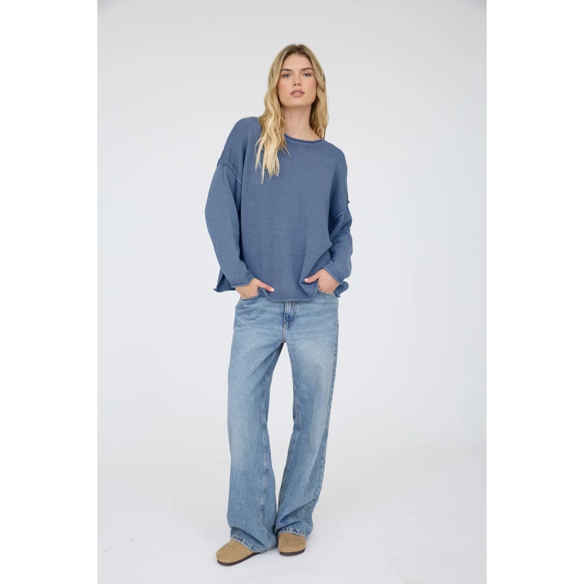 Suéter Oversize de Punto Acanalado Color Chocolate para Mujer - Image 15