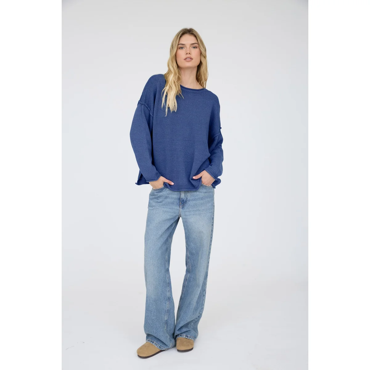 Suéter Oversize de Punto Acanalado Color Chocolate para Mujer - Image 23