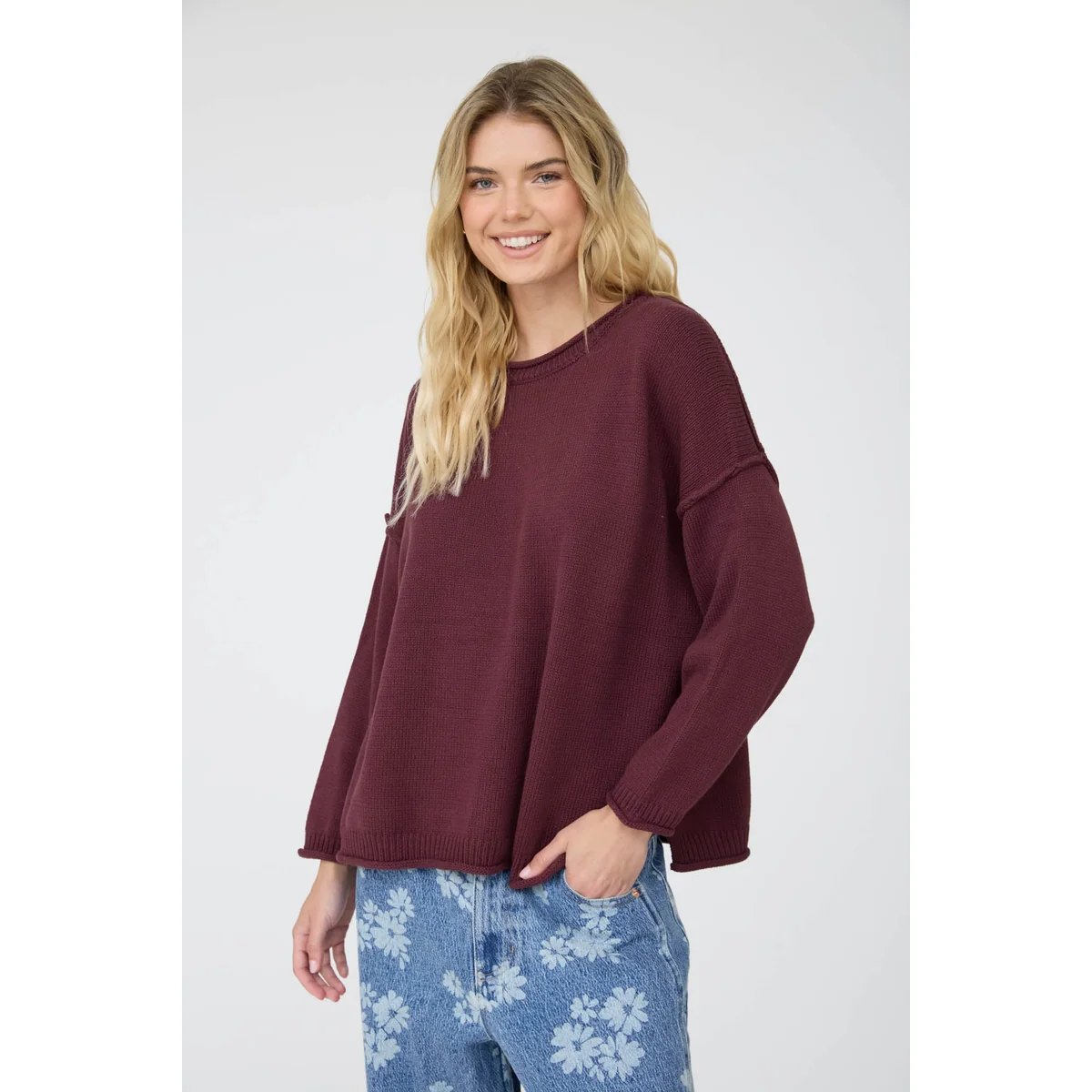 Suéter Oversize de Punto Acanalado Color Chocolate para Mujer - Image 24