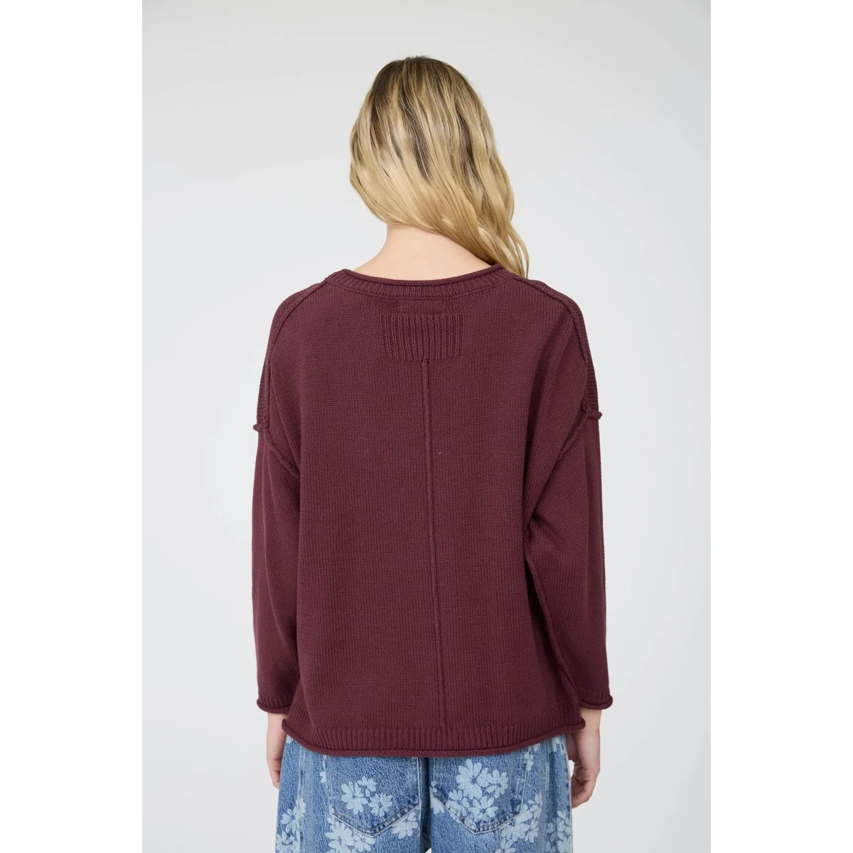 Suéter Oversize de Punto Acanalado Color Chocolate para Mujer - Image 25
