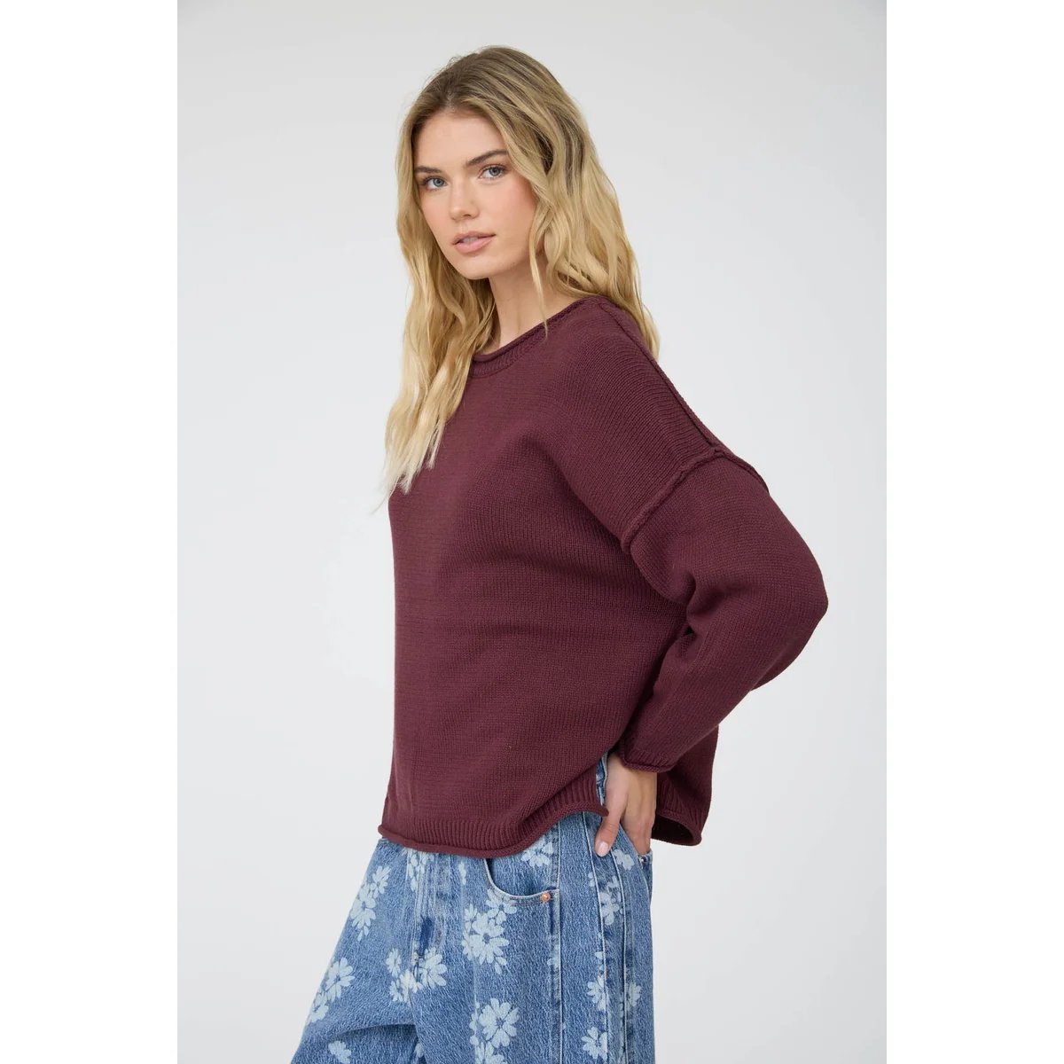 Suéter Oversize de Punto Acanalado Color Chocolate para Mujer - Image 26