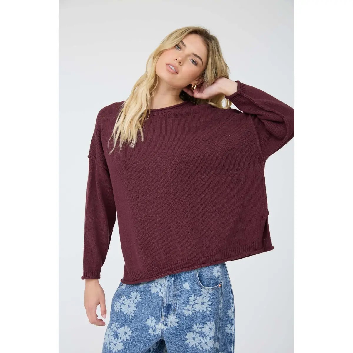 Suéter Oversize de Punto Acanalado Color Chocolate para Mujer - Image 27