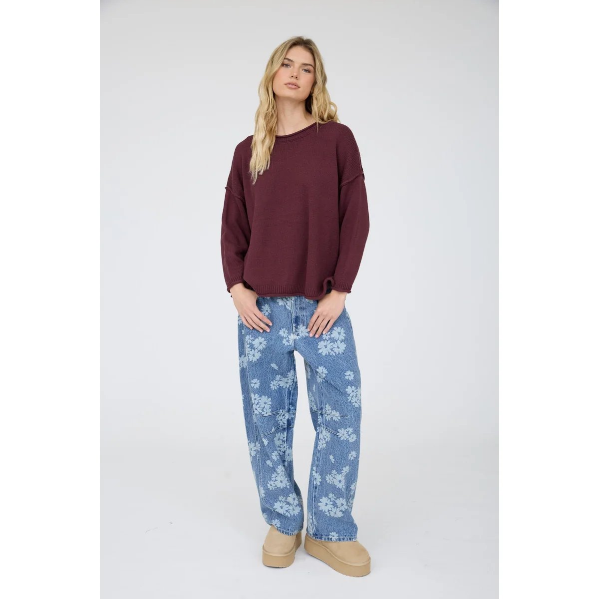 Suéter Oversize de Punto Acanalado Color Chocolate para Mujer - Image 29