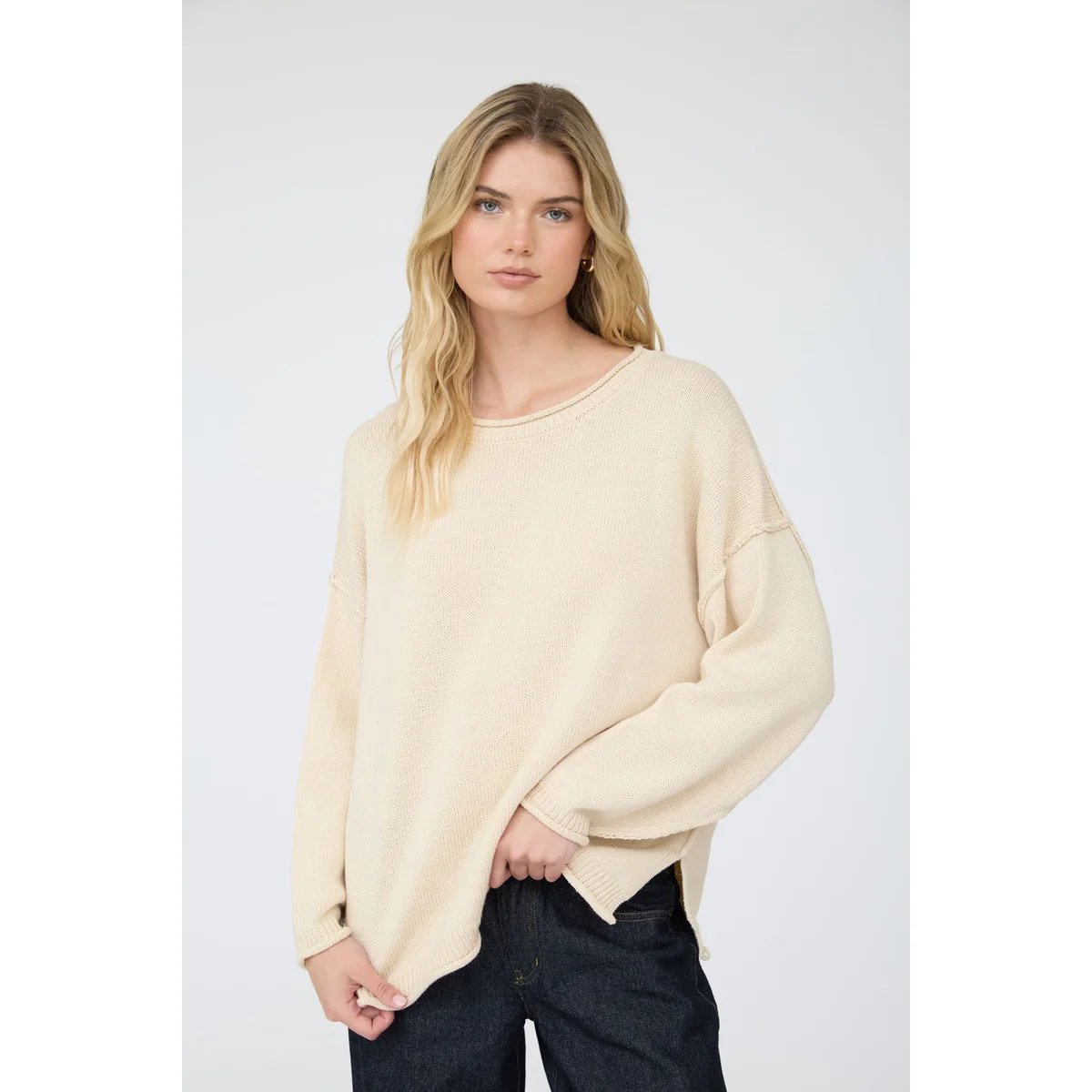 Suéter Oversize de Punto Acanalado Color Chocolate para Mujer - Image 30