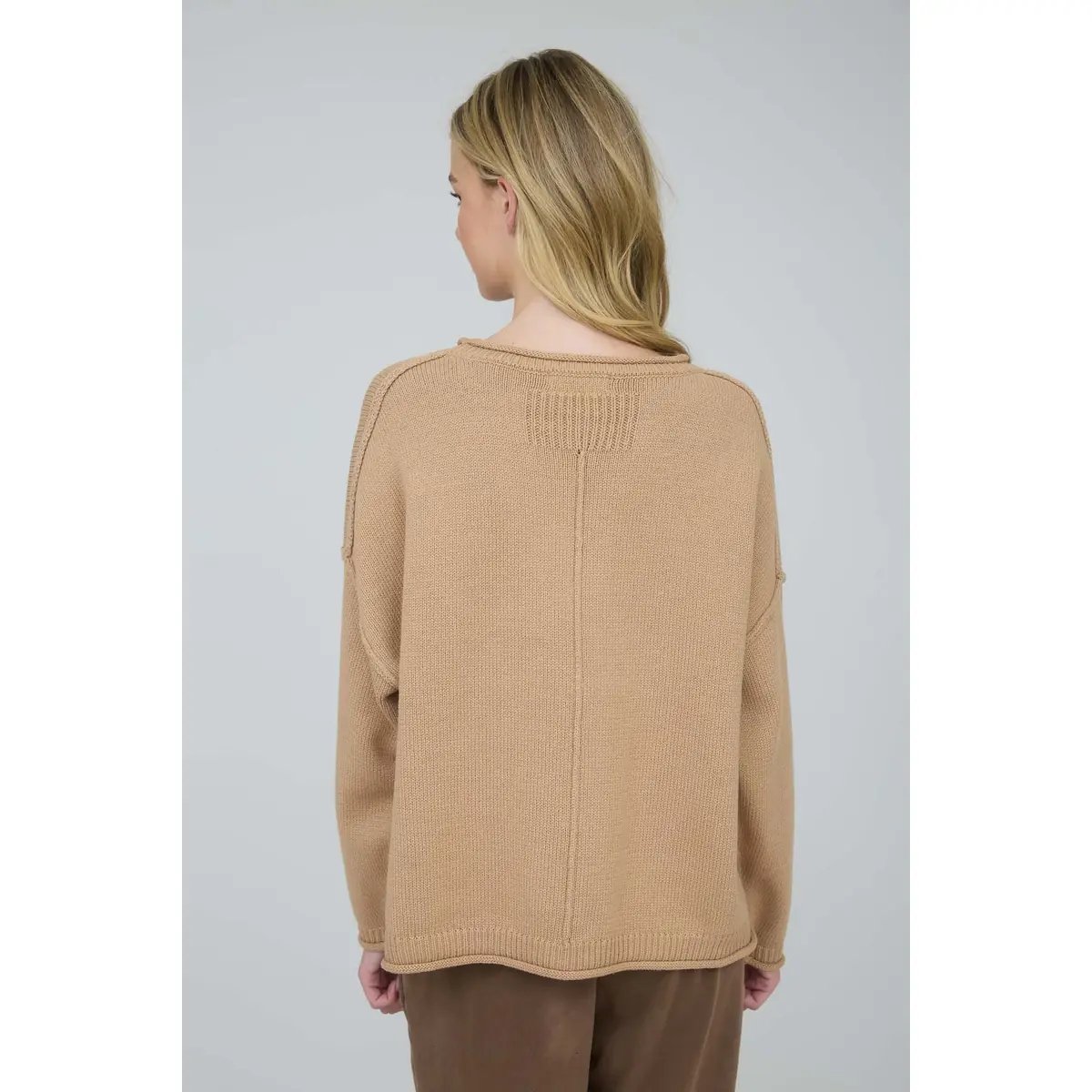 Suéter Oversize de Punto Acanalado Color Chocolate para Mujer - Image 36