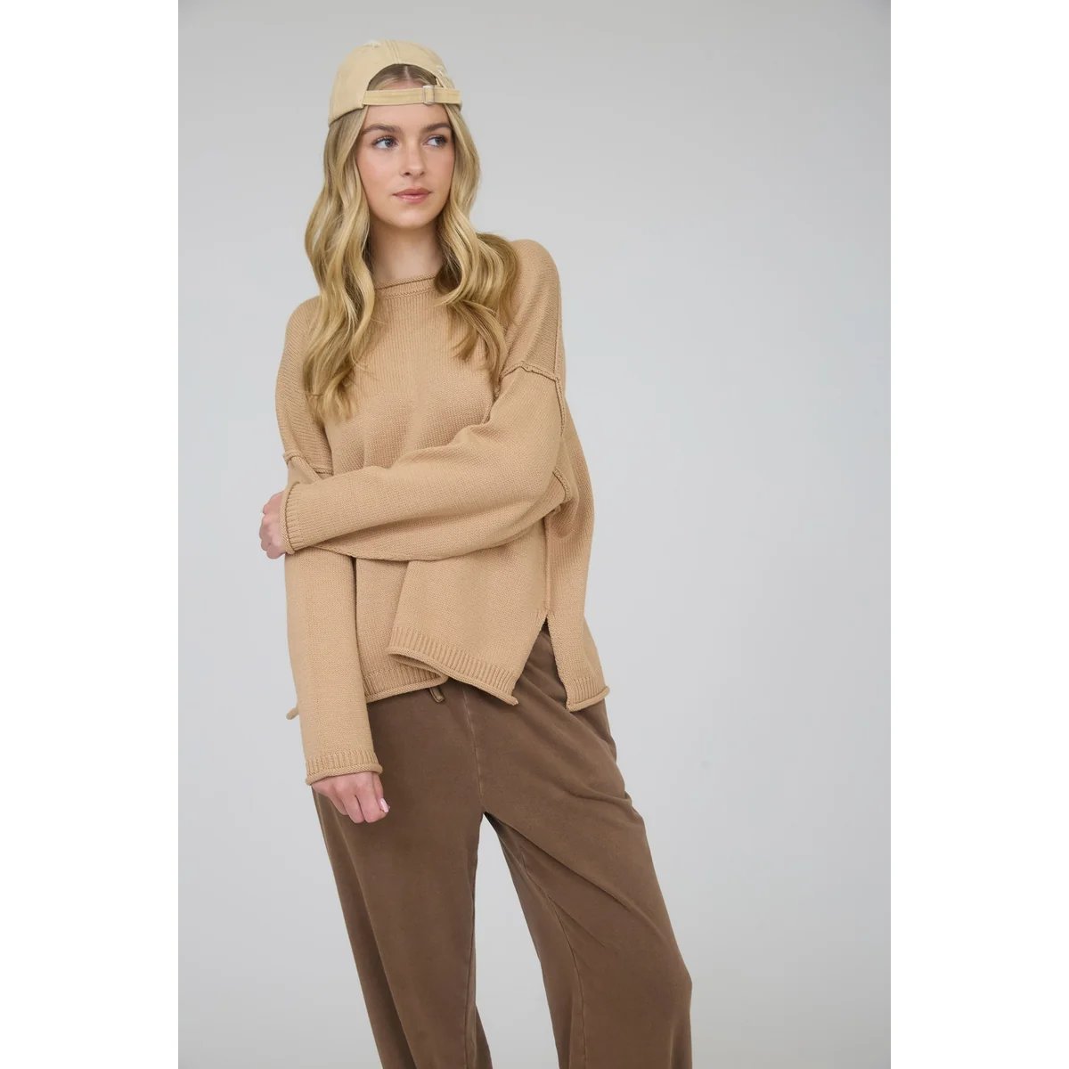 Suéter Oversize de Punto Acanalado Color Chocolate para Mujer - Image 39