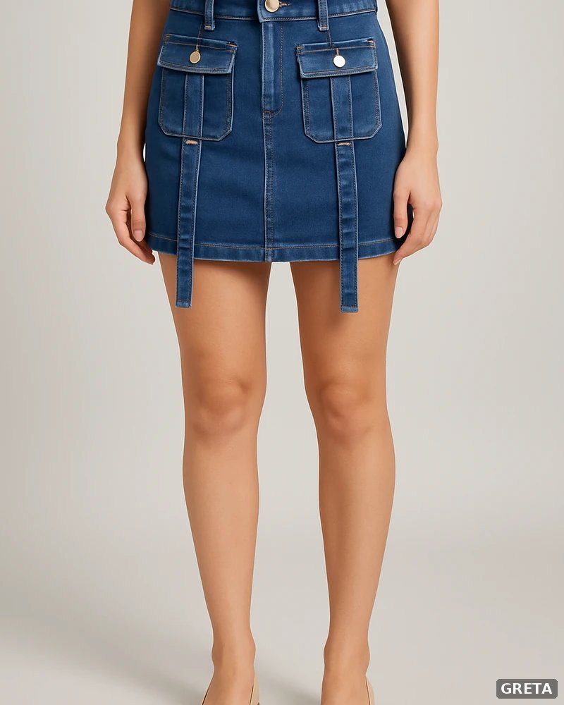 Falda Mini de Mezclilla con Bolsillos Cargo Estilo Utilitario para Mujer