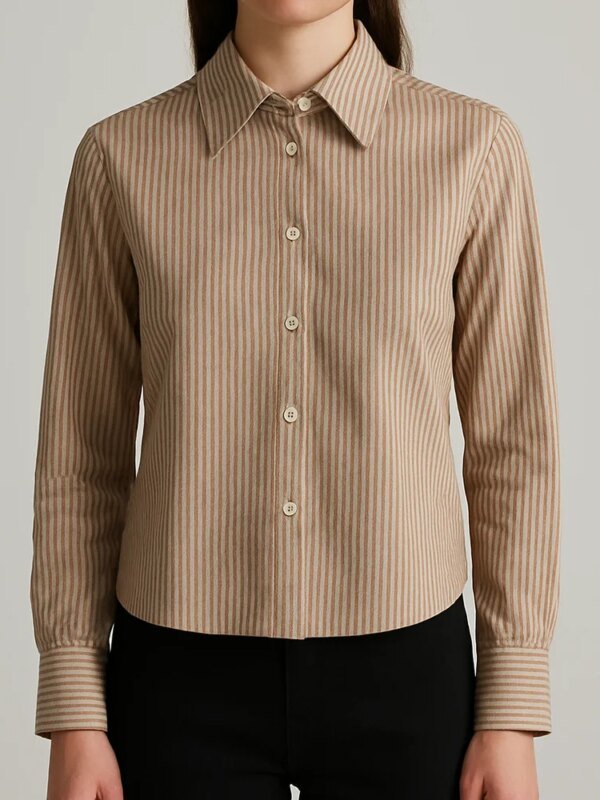 Camisa a Rayas Slim Fit con Cuello Clásico para Mujer