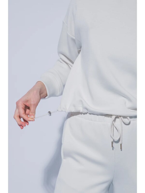 Sudadera Oversize Blanca con Cordón Ajustable para Mujer