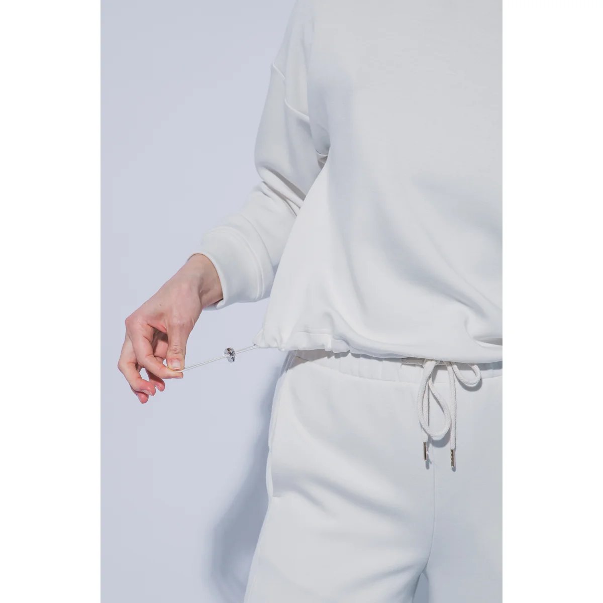 Sudadera Oversize Blanca con Cordón Ajustable para Mujer